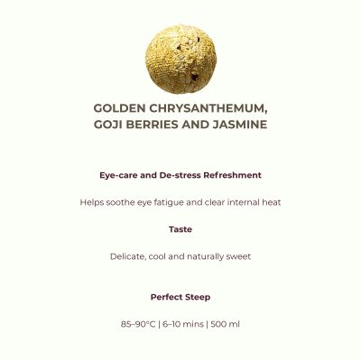 Golden chrysanthemum, goji berries and jasmine floral tea ingredients